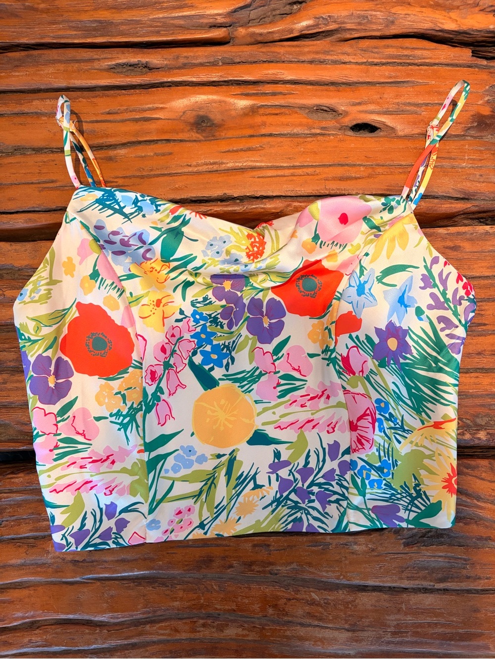 Astr Floral Cowl Neck cropped top